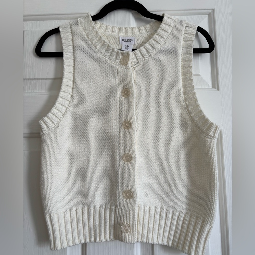 Song of style by aimee song Women's Ivory Button-Up Sweater Vest